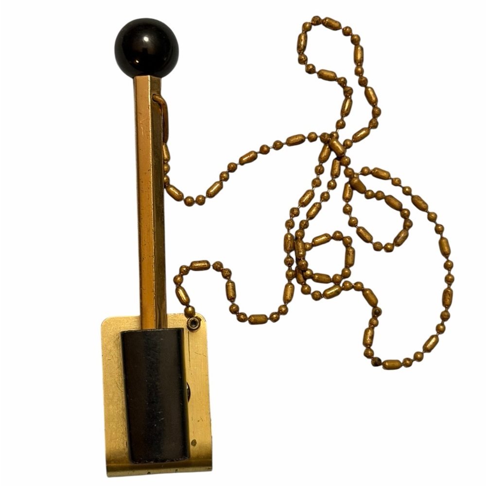 Vintage Black & Gold tone Mechanical Pencil on chain with holder & clip